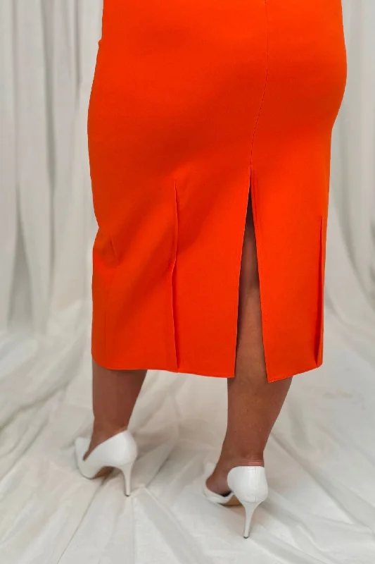 Kayla Shoulder Detail Dress In Orange