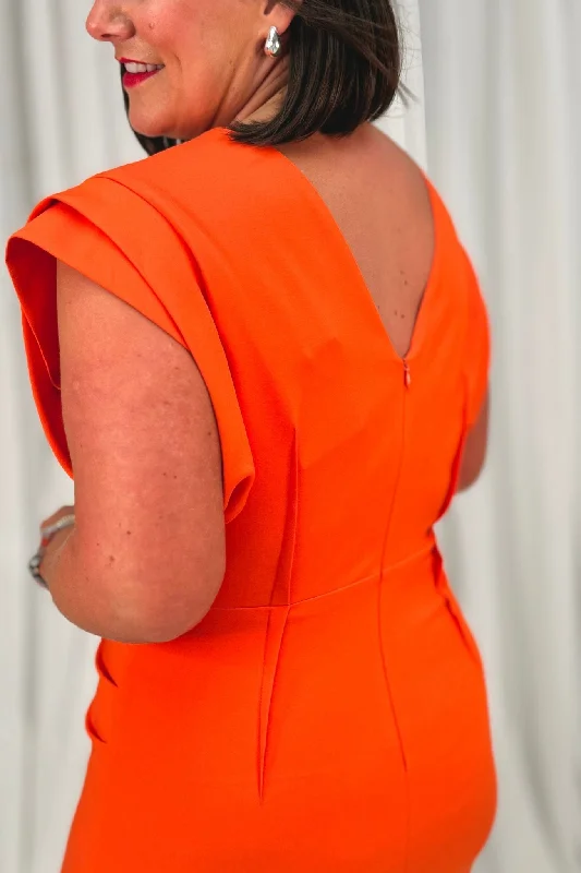 Kayla Shoulder Detail Dress In Orange