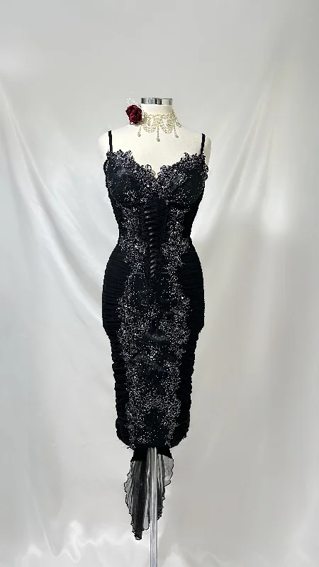 Midnight Starry Night Splendour Vintage Embellished Corset Dress