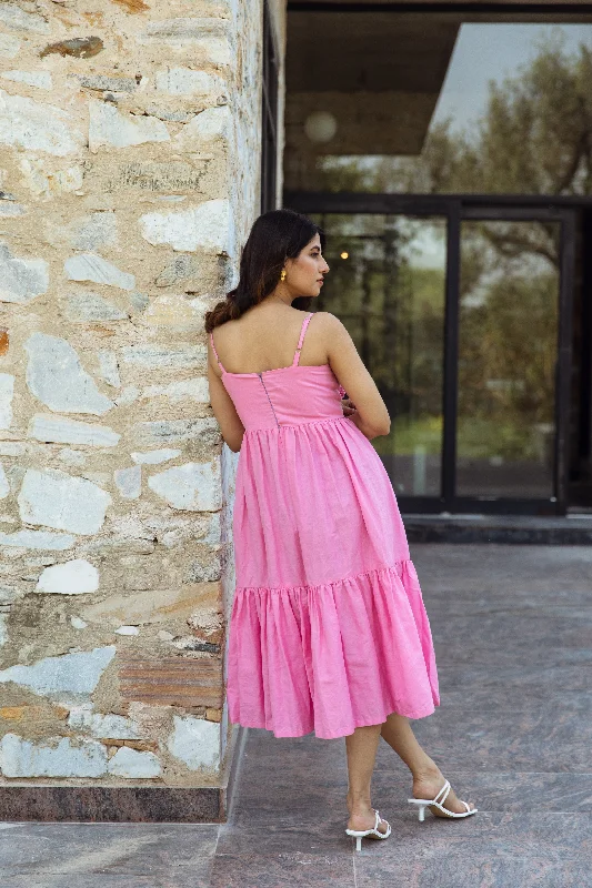 Stacie Pink A-Line Dress - Vacation Wear