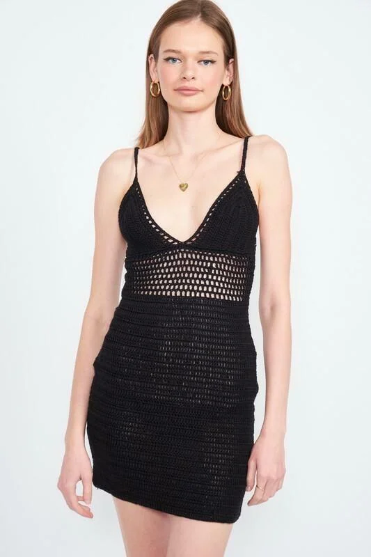 Astrid Black Crochet Swim Cover-Up