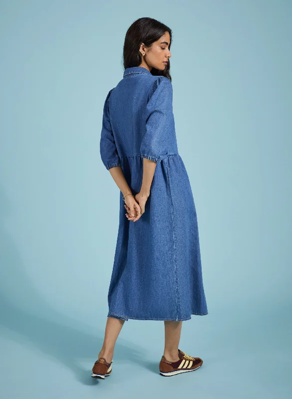 Barbara Organic Denim Midi Dress