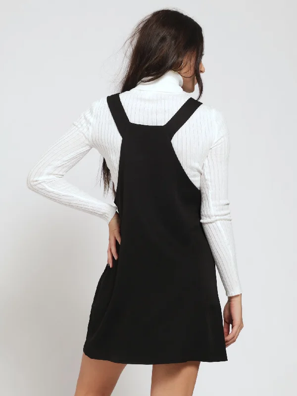 Barbi Mini Pinafore Dress - Black