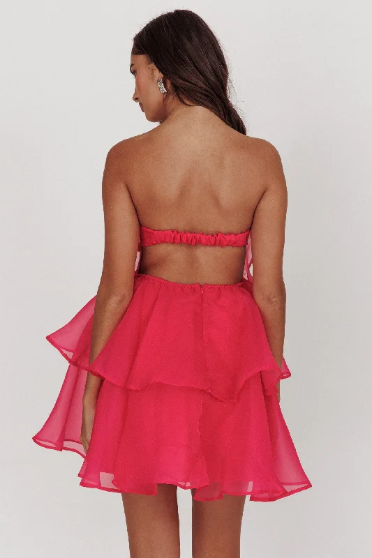 Behati Tiered Layer Mini Dress Hot Pink