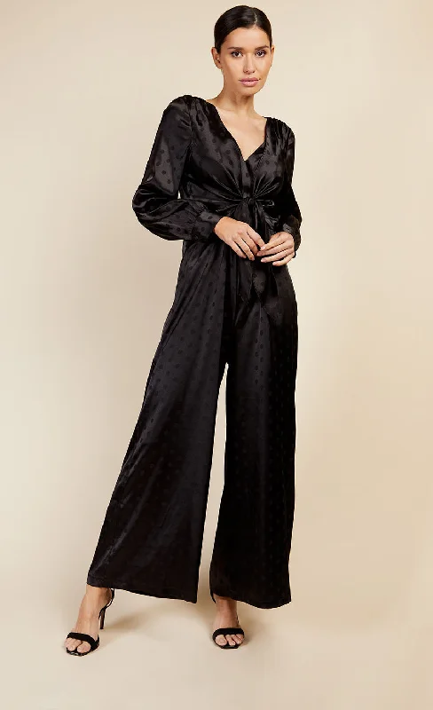 Black Satin Spot Jumpsuit