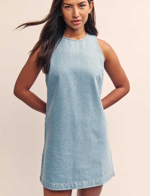 Blue Denim Twill Palermo Racer Mini Dress