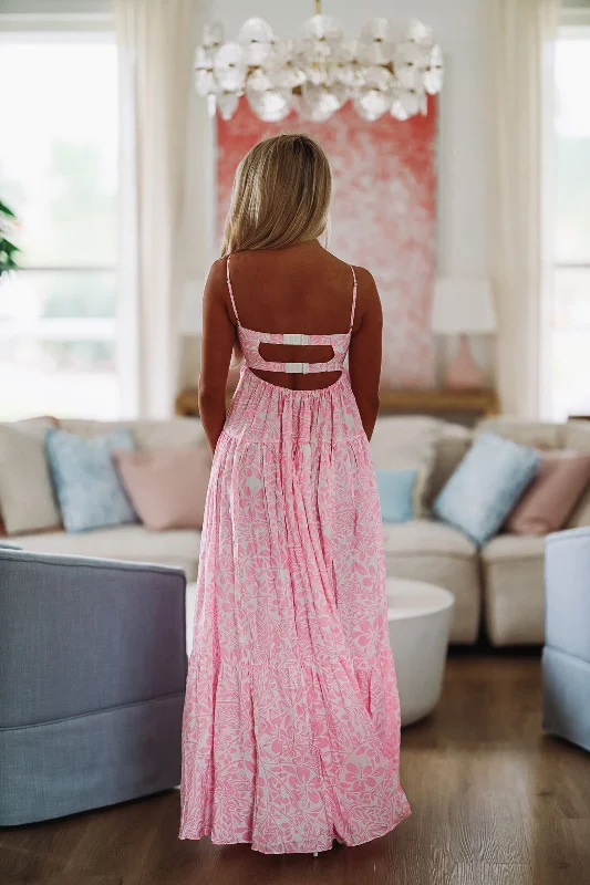 Caviar Dreams Print Maxi Dress - Pink and White