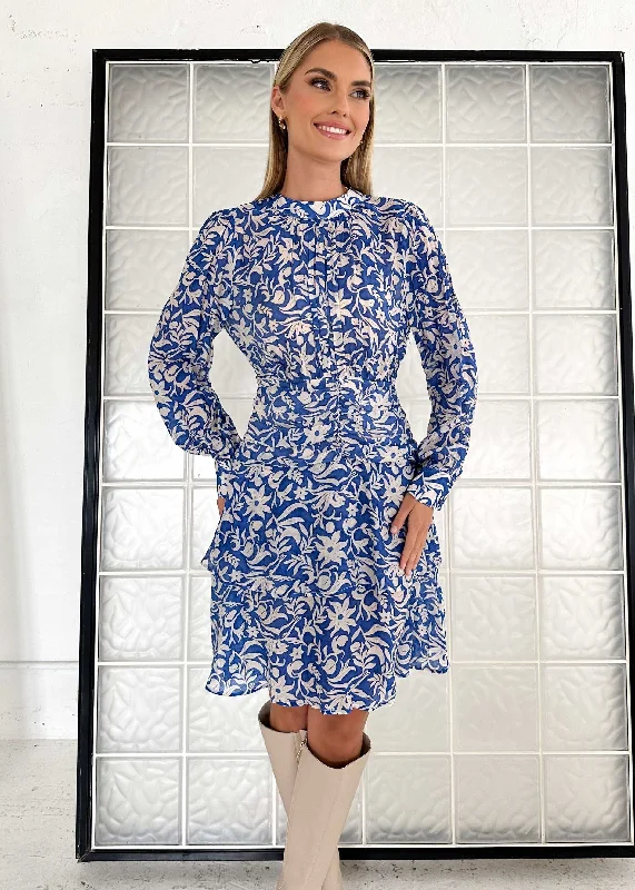 Chickro Dress - Blue Floral