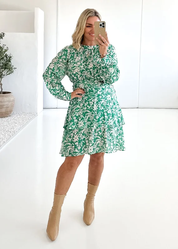 Chickro Dress - Green Floral