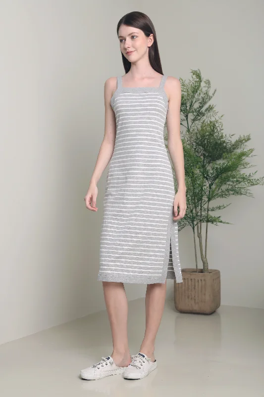 Colin Stripe Midi Dress Grey