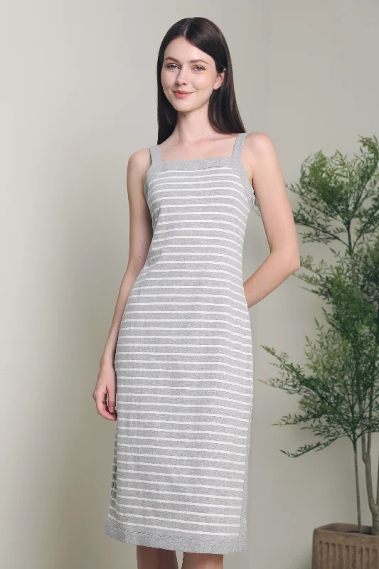 Colin Stripe Midi Dress Grey