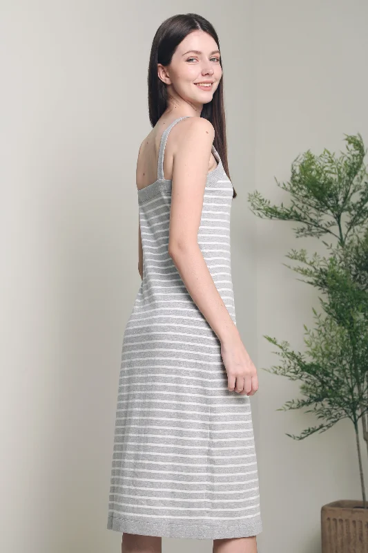 Colin Stripe Midi Dress Grey