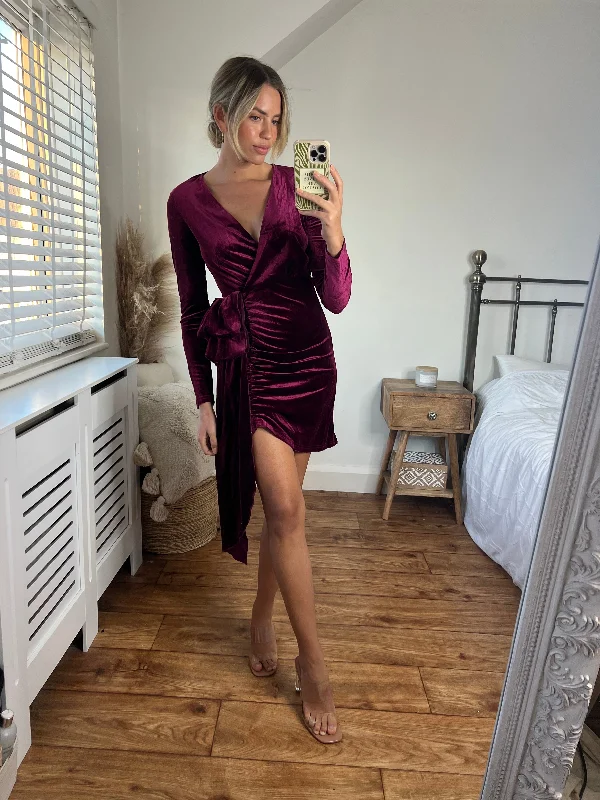 Darcy Velvet Mini Dress / Wine