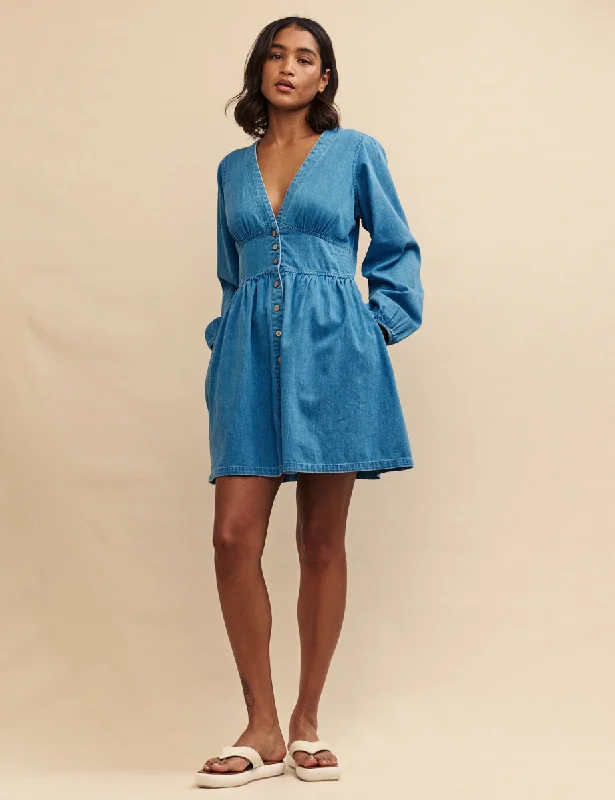 Denim Long Sleeve Starlight Mini Dress