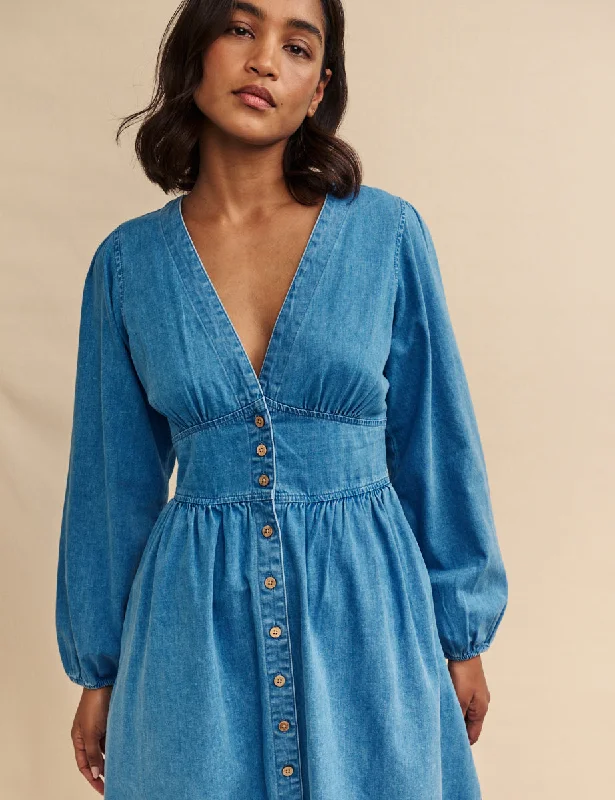 Denim Long Sleeve Starlight Mini Dress