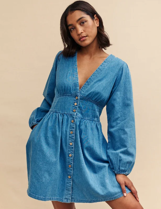 Denim Long Sleeve Starlight Mini Dress