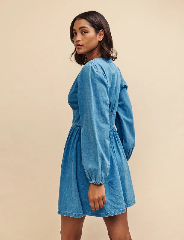 Denim Long Sleeve Starlight Mini Dress