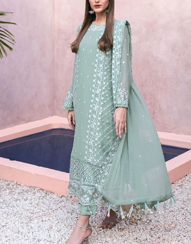 Fancy Embroidered Chiffon Party Dress with Chiffon Dupatta (DZ17384)