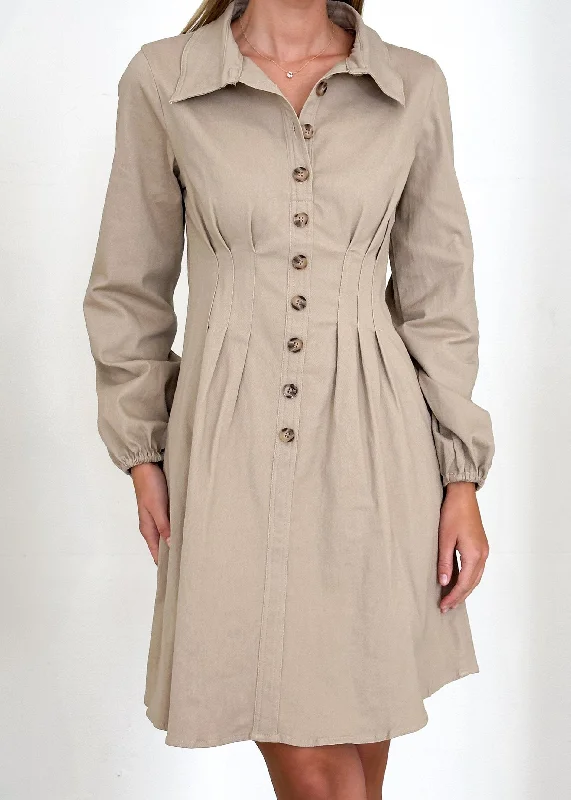 Enya Denim Dress - Beige