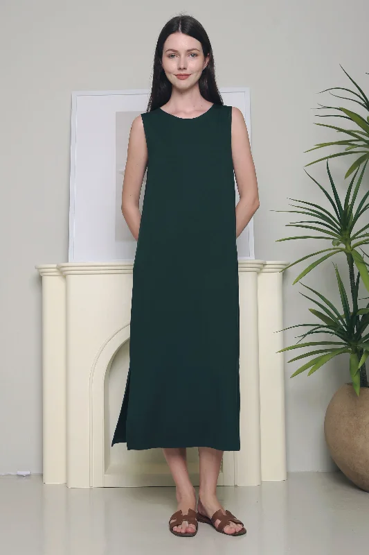 Evan Open Back Midi Dress Emerald