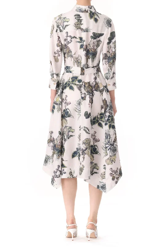 FOREST FLORAL SILK TWILL SHIRTDRESS WITH BELT