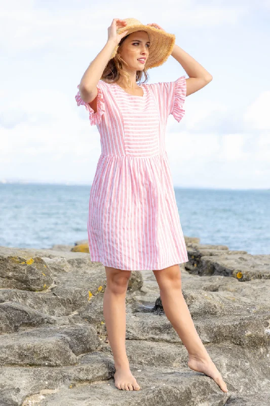 Fran Pink & White Striped Dress