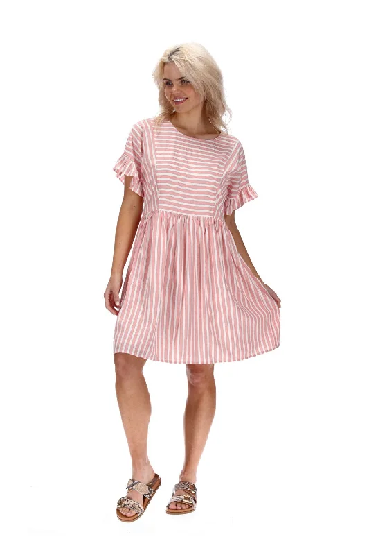 Fran Pink & White Striped Dress