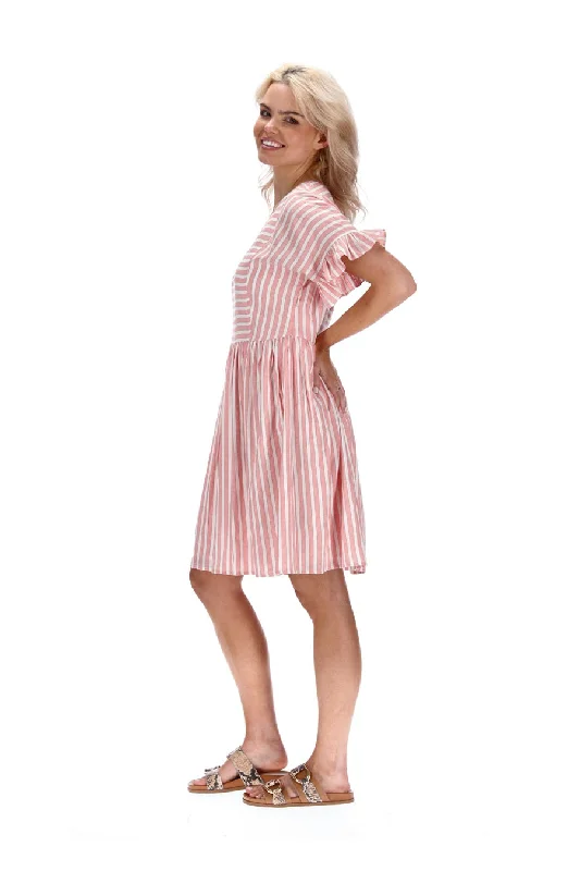 Fran Pink & White Striped Dress