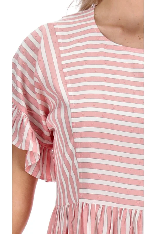 Fran Pink & White Striped Dress