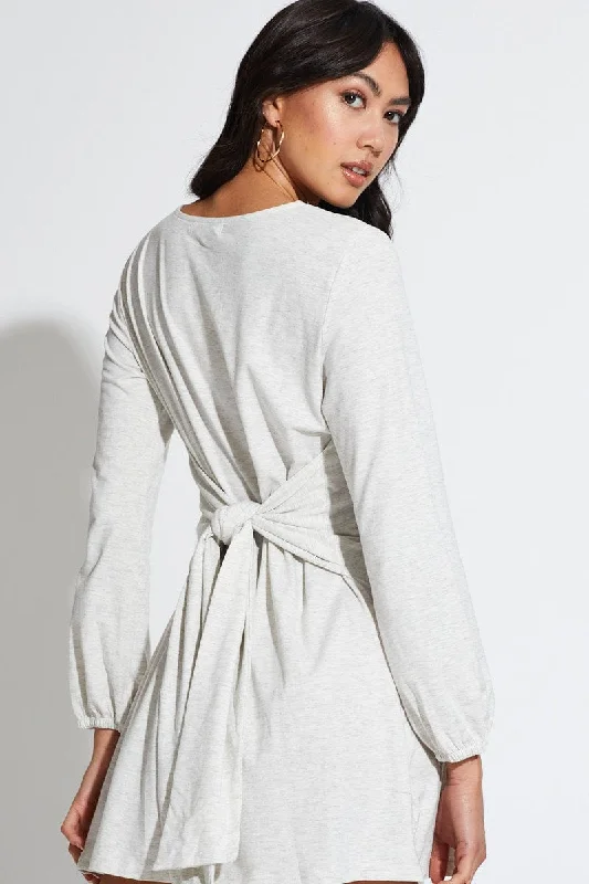 Grey Mini Dress Long Sleeve