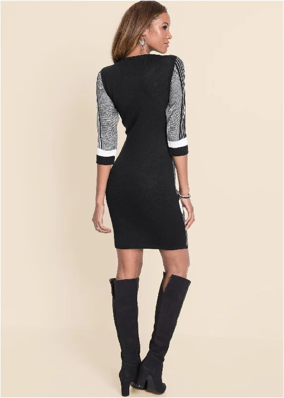 Color block sweater dress - Black & White