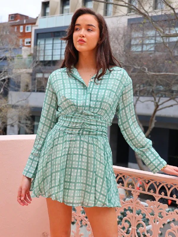 Mon Renn Seaside Check Mini Dress in Seaside Check