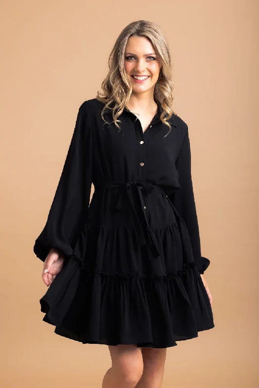 Nala Mini Shirt Dress Black