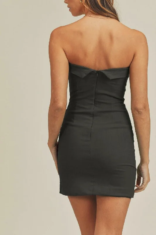 On My Mind Black Strapless Mini Dress