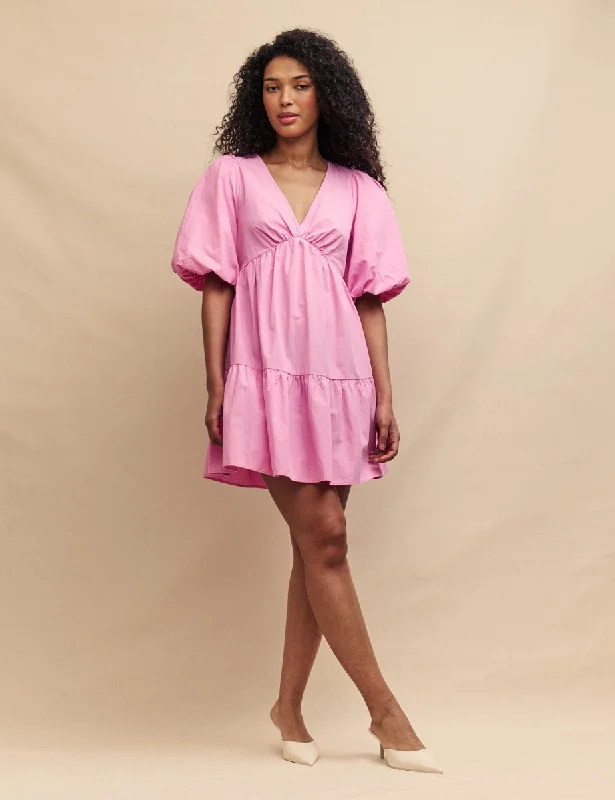 Pink Vienna Smock Mini Dress