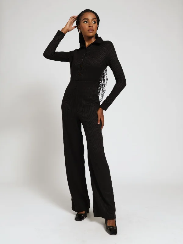 Ribb Golfer Jumpsuit - Black