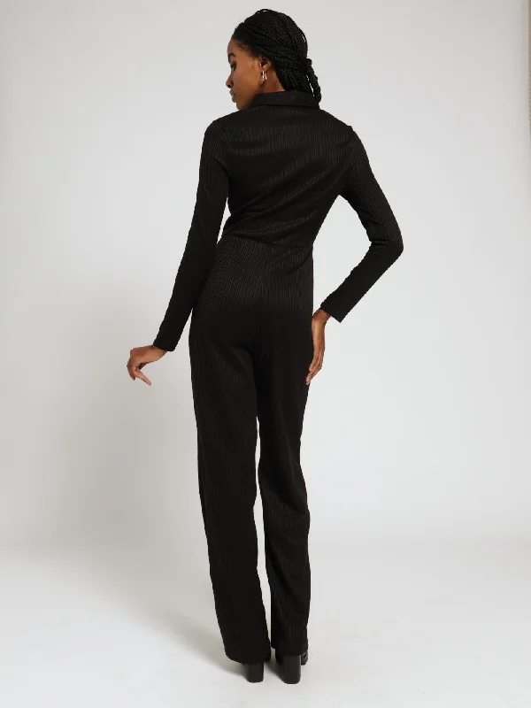 Ribb Golfer Jumpsuit - Black