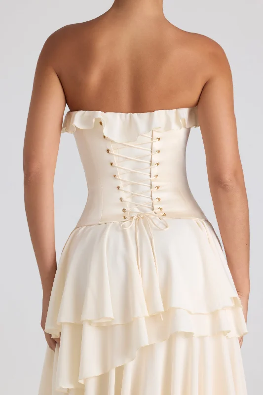 Tiered Corset Gown in Ivory