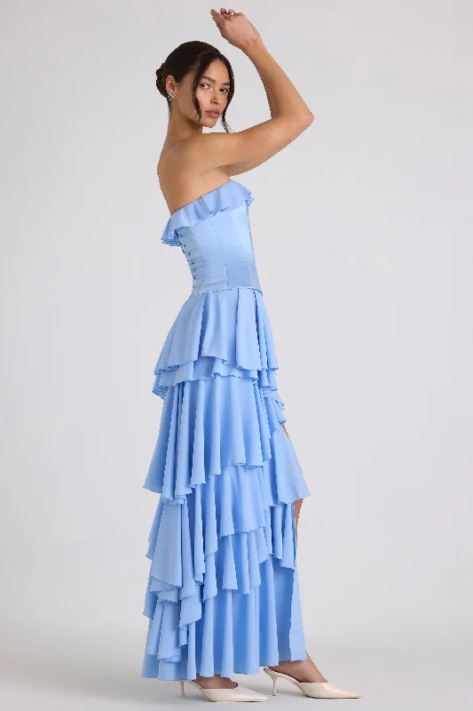 Tiered Corset Gown in Sky Blue