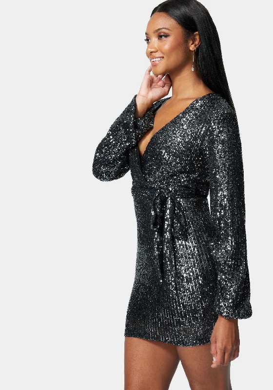 Sequin Tie Front Dress