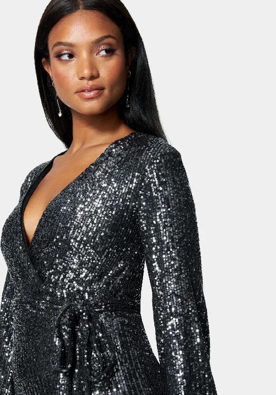 Sequin Tie Front Dress