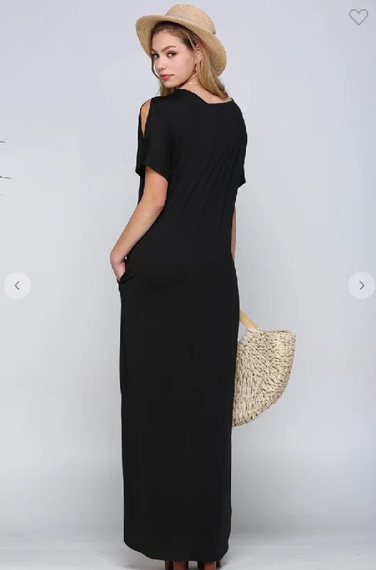 Short Sleeve Slit Maxi Dress