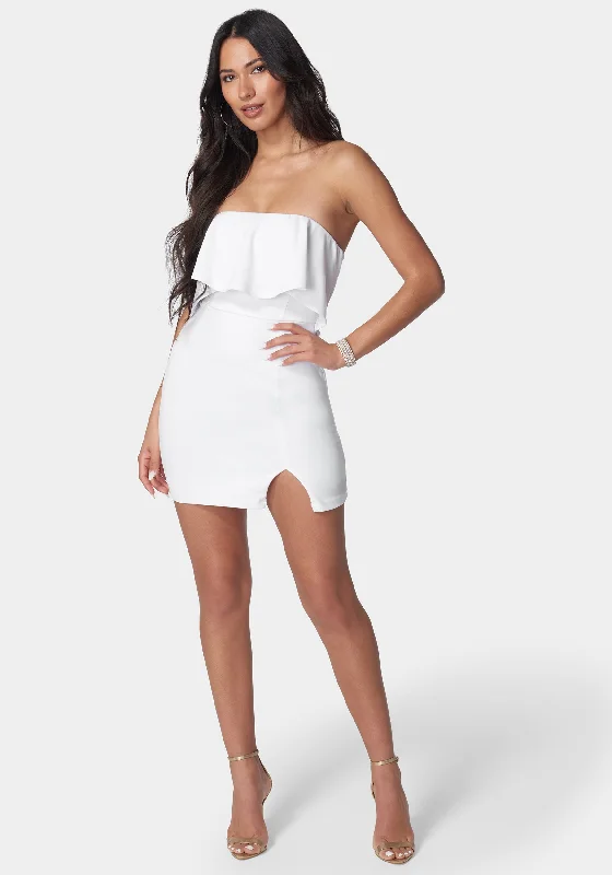 Strapless Flounce Mini Dress