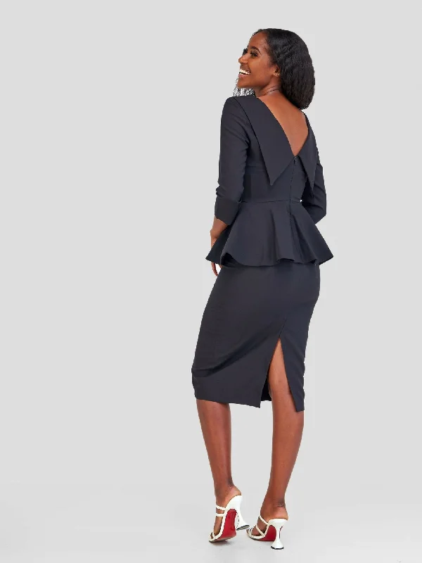 The Fashion Frenzy Peplum Dress - Black