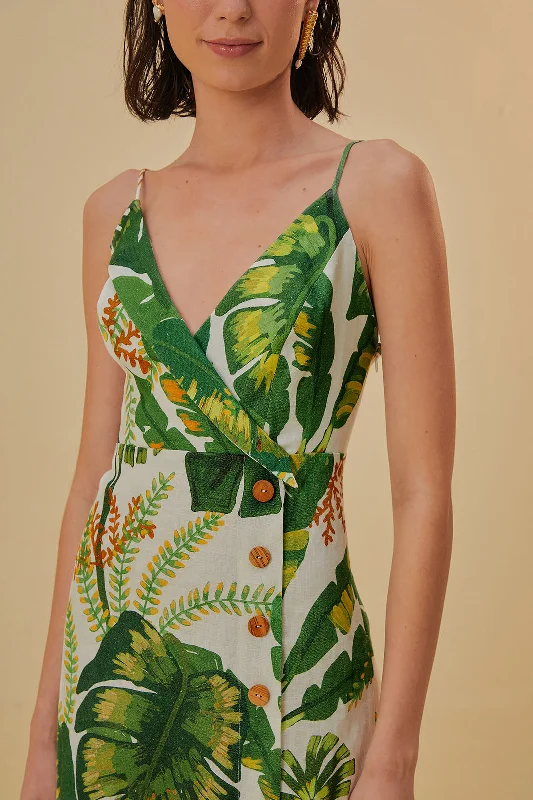 Tropical Forest Off-White Mini Dress