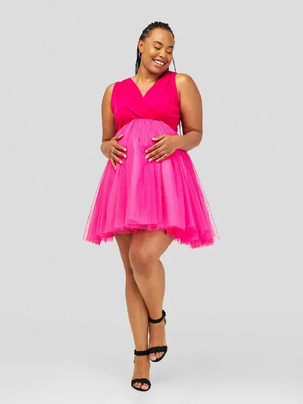 Vintlyne Sunflower Dress - Hot Pink