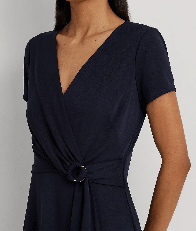 Surplice Jersey Dress - Navy