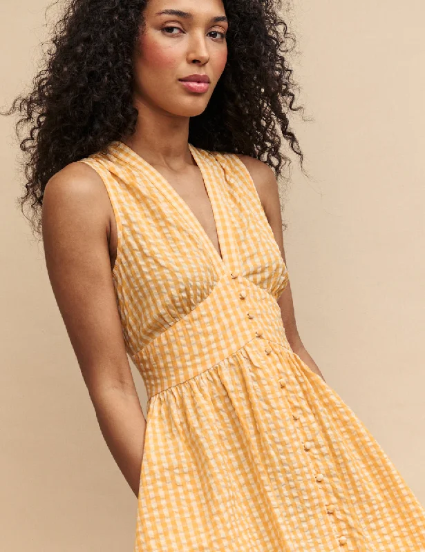 Yellow Gingham Sleeveless Starlight Mini Dress