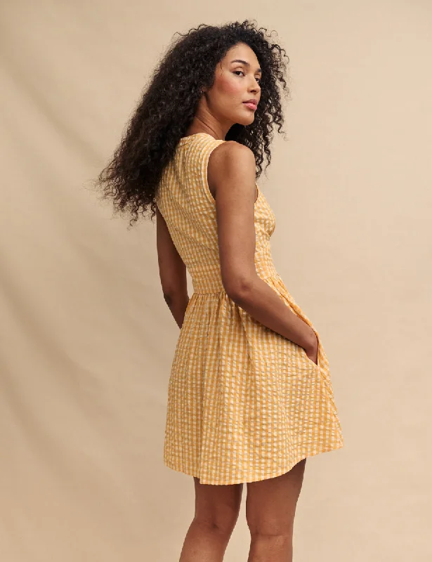 Yellow Gingham Sleeveless Starlight Mini Dress