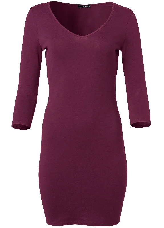 Long and lean mini dress - Wine